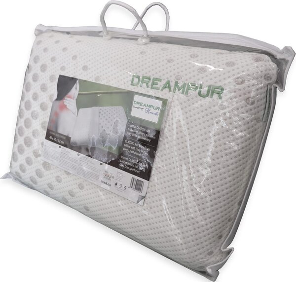 DREAMPUR Anatomický polštář DREAMPUR® z latexové pěny Grey dots perforovaný 40x60cm