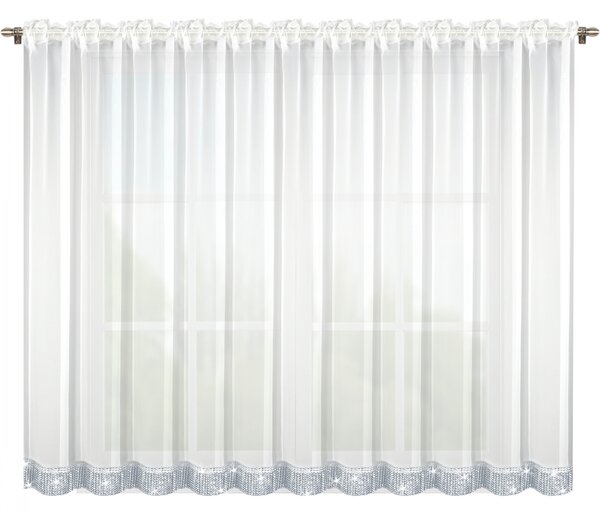 MyBestHome FLY Dekorační krátká záclona se zirkony MADELEINE bílá 300x150 cm nebo 400x150 cm MyBestHome Rozměr: 300x150 cm