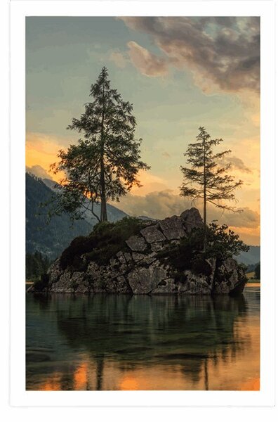 Plakát horská krajina u jezera
