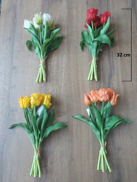 Umělá kytice Tulipány 5 ks, střapaté, více barev Barva: Bílá OD_REN2020/BIL