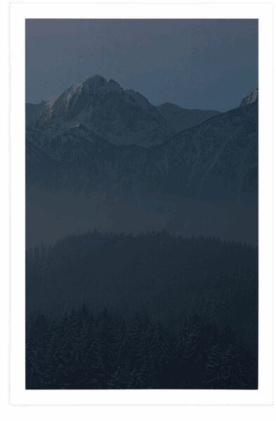 Plakát úplněk měsíce nad horami