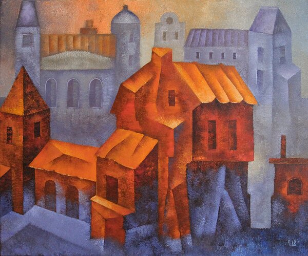 Ručně malovaný obraz od Eugene Ivanov - "Město", rozměr: 60 x 50 cm