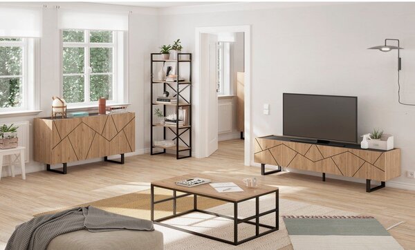 Černý/přírodní regál v dekoru dubu 58x175 cm Dusan – Marckeric