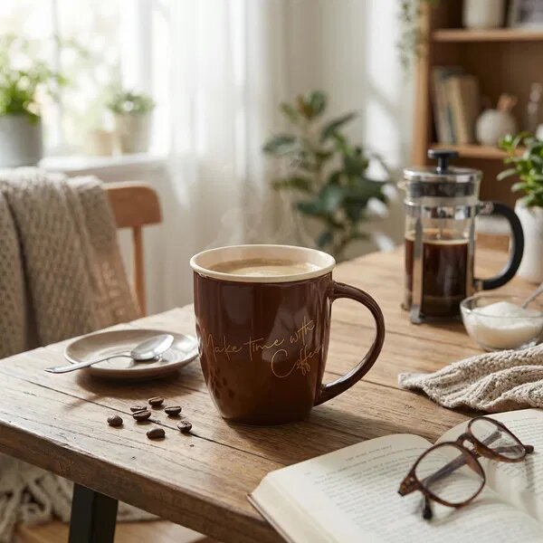 Mondex Porcelánový hrnek HENDIA 330 ml hnědý