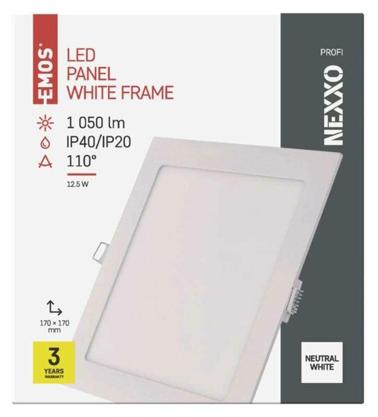 EMOS LED podhledové svítidlo NEXXO bílé, 17,5 x 17,5 cm, 12,5 W, neutrální bílá ZD2135