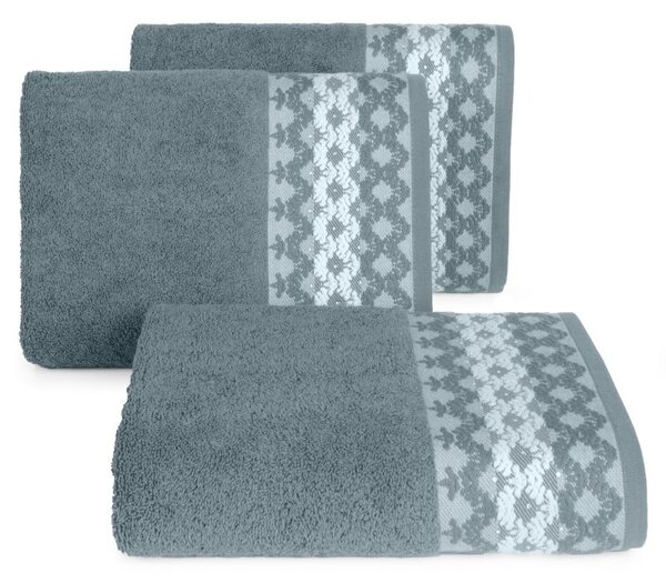Bavlněný froté ručník s bordurou a zirkony MOLY 50x90 cm, šedá, 480 gr Mybesthome Varianta: ručník - 1 kus 50x90 cm