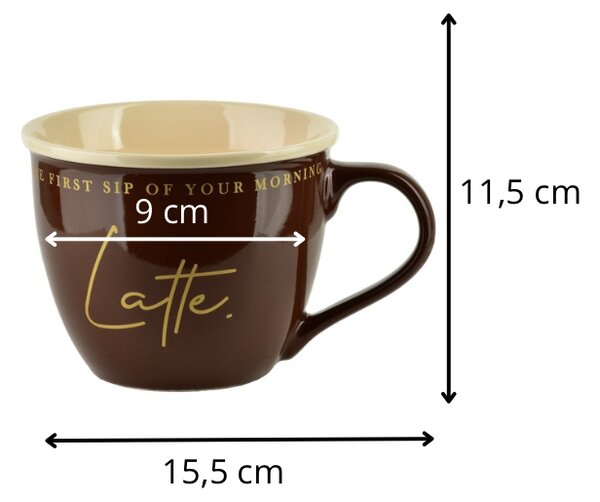 Mondex Porcelánový hrnek HENDIA 500 ml hnědý
