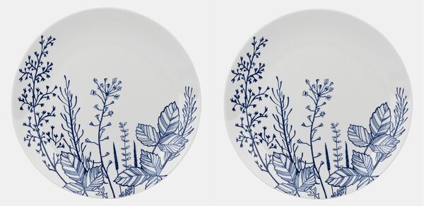 Sinsay - Keramické talíře s botanickým motivem 2 pack - bílá