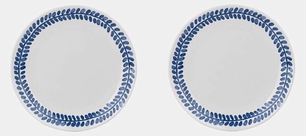 Sinsay - Keramické talíře s rostlinným okrajem 2 pack - bílá