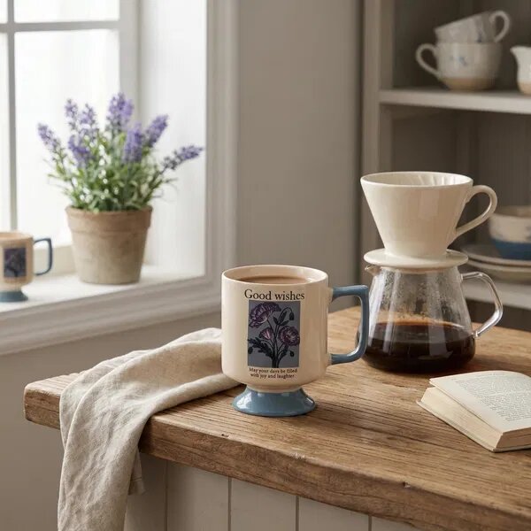 Mondex Porcelánový hrnek REJKA 300 ml krémový/modrý