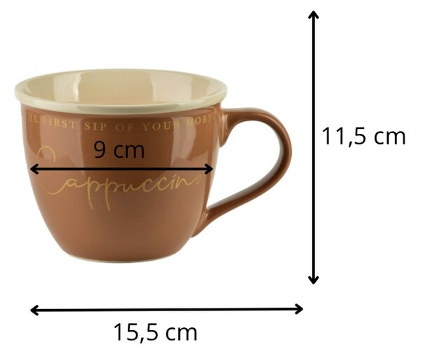 Mondex Porcelánový hrnek HENDIA 500 ml světle hnědý