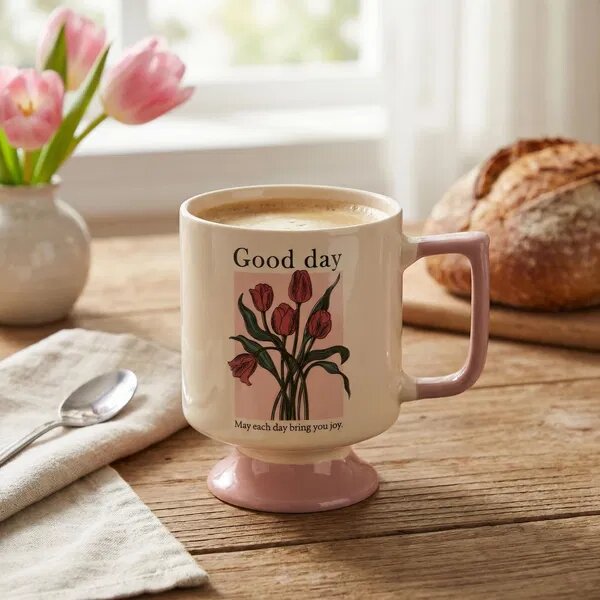 Mondex Porcelánový hrnek REJKA 300 ml krémový/růžový