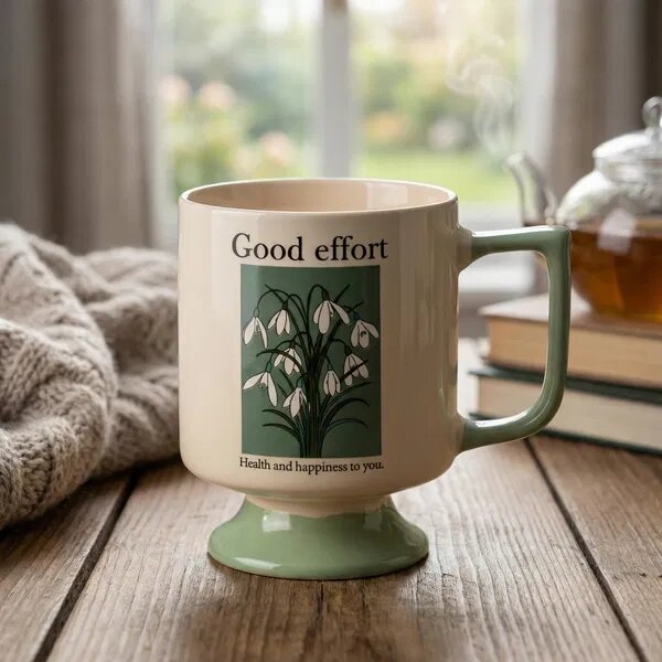 Mondex Porcelánový hrnek REJKA 300 ml krémový/zelený