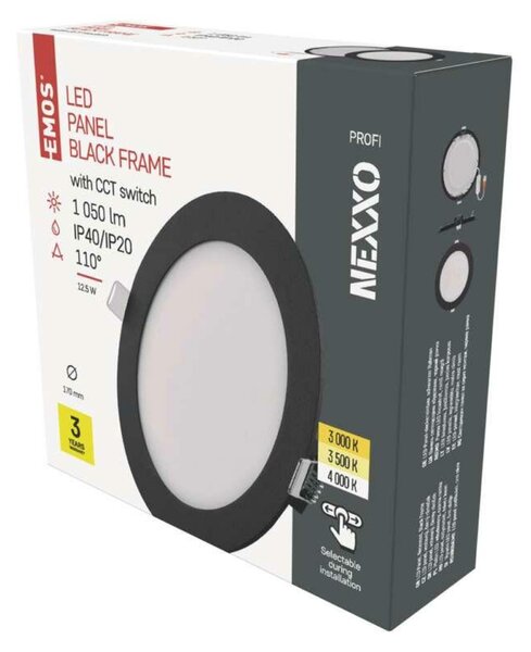 EMOS LED podhledové svítidlo NEXXO černé, 17 cm, 12,5 W, teplá/neutrální bílá ZD1333