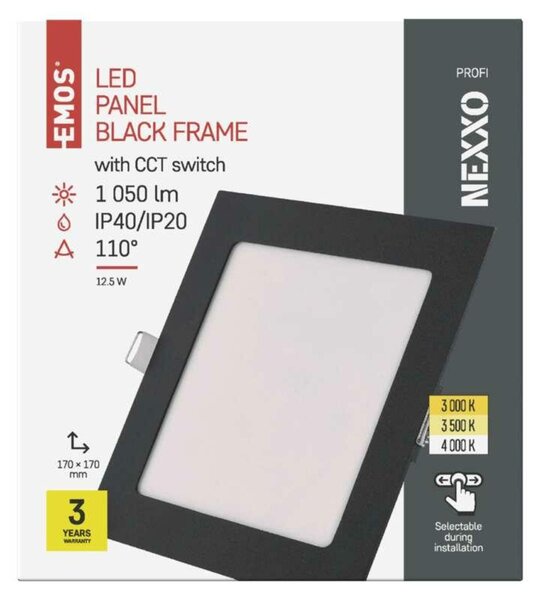 EMOS LED podhledové svítidlo NEXXO černé, 17,5 x 17,5 cm, 12,5 W, teplá/neutrální bílá ZD2333