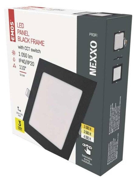 EMOS LED podhledové svítidlo NEXXO černé, 17,5 x 17,5 cm, 12,5 W, teplá/neutrální bílá ZD2333