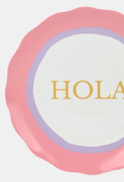Sinsay - Keramický talíř s nápisem Hola - růžová