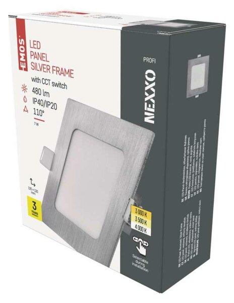 EMOS LED podhledové svítidlo NEXXO stříbrné, 12 x 12 cm, 7 W, teplá/neutrální bílá ZD2223