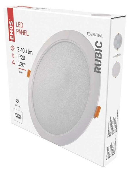 EMOS LED podhledové svítidlo RUBIC 22 cm, 24 W, neutrální bílá ZD1452