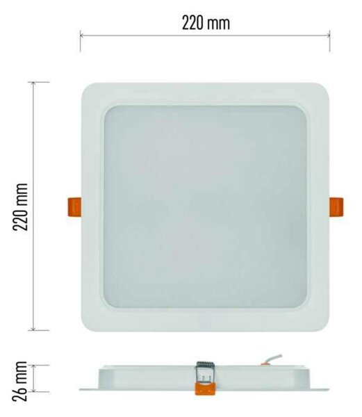 EMOS LED podhledové svítidlo RUBIC 22 x 22 cm, 24 W, neutrální bílá ZD2452