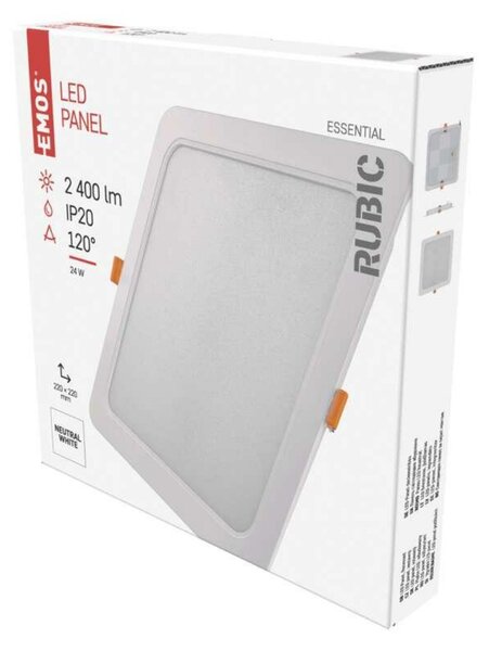 EMOS LED podhledové svítidlo RUBIC 22 x 22 cm, 24 W, neutrální bílá ZD2452