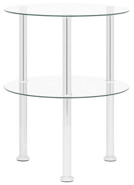 2patrový odkládací stolek průhledný 38 cm tvrzené sklo 322787