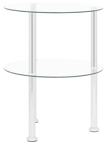 2patrový odkládací stolek průhledný 38 cm tvrzené sklo 322787
