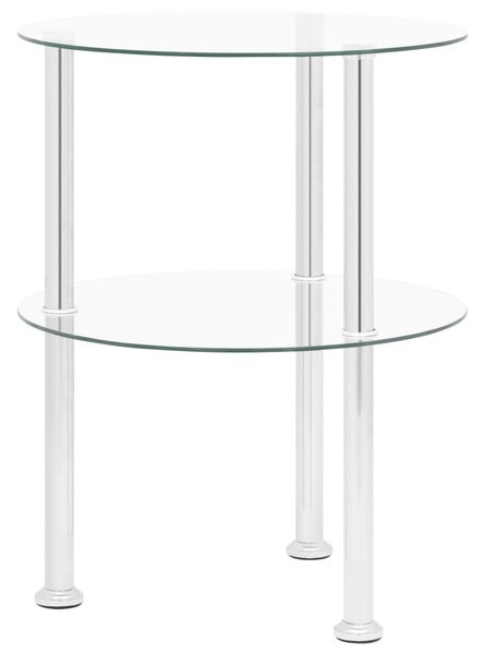 2patrový odkládací stolek průhledný 38 cm tvrzené sklo 322787