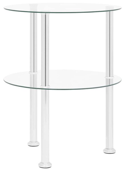 2patrový odkládací stolek průhledný 38 cm tvrzené sklo 322787