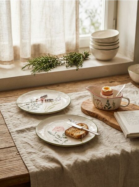Sinsay - Keramické talíře s květinovým motivem, 2 pack - vícebarevná