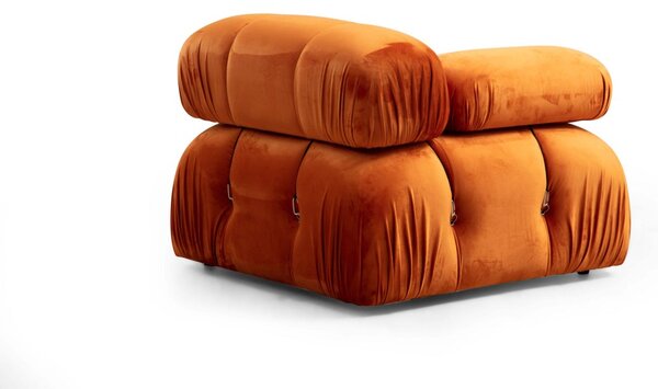 Hanah Home Rohová modulární sedací souprava Bubble 288 cm s taburetem samet oranžová