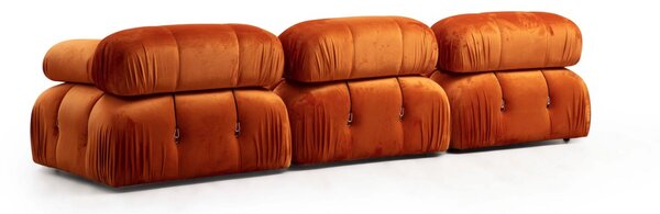 Hanah Home Rohová modulární sedací souprava Bubble 288 cm s taburetem samet oranžová