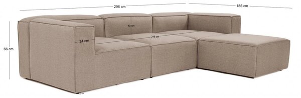 Hanah Home Rohová sedací souprava Fora 296 cm hnědá pravá