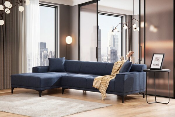 Hanah Home Rohová sedací souprava Petra 250 cm modrá levá