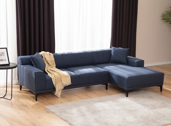 Hanah Home Rohová sedací souprava Petra 250 cm modrá pravá