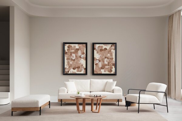 Hanah Home Třímístní pohovka Eti 220 cm bílá/dub přírodní