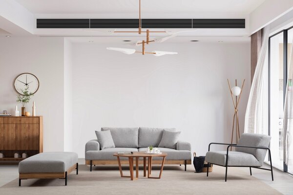 Hanah Home Třímístní pohovka Eti 220 cm šedá/dub přírodní
