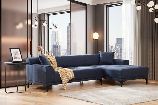 Hanah Home Rohová sedací souprava Petra 250 cm modrá pravá