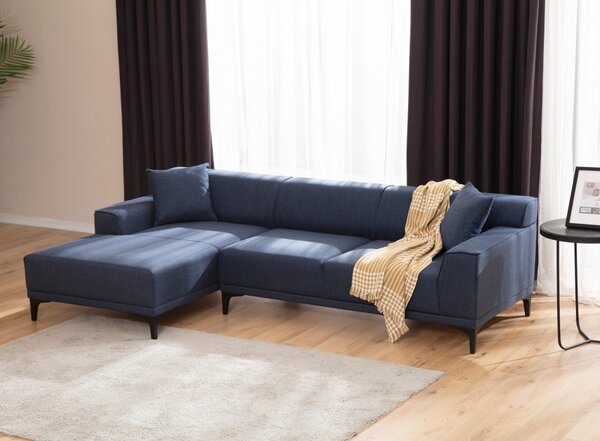 Hanah Home Rohová sedací souprava Petra 250 cm modrá levá