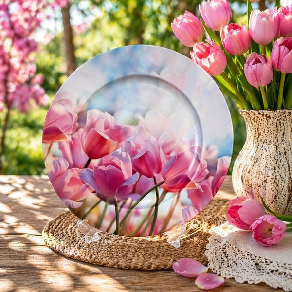 Talíř plechový dekorační Tulipány Ø 33 cm 2000173
