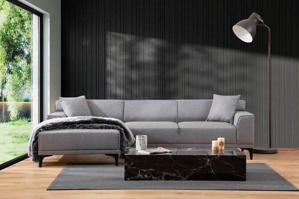 Hanah Home Rohová sedací souprava Petra 250 cm světle šedá levá