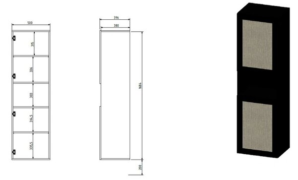 HALMAR Vitrína Juta 50 cm černá/hnědá