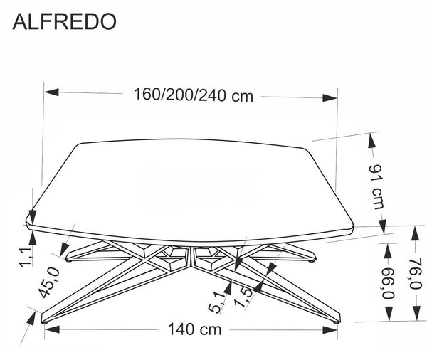 HALMAR Rozkládací jídelní stůl Alfredo 160/240 cm bílý mramor/černý