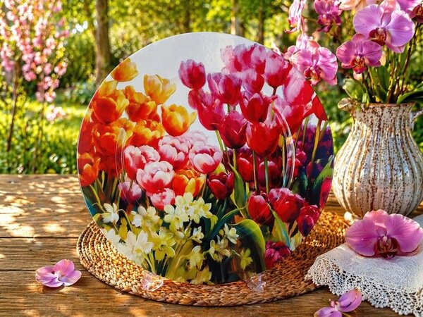 Talíř plechový Barevné tulipány Ø 33 cm 2000328