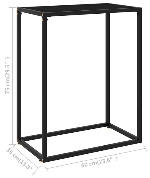 Konzolový stolek černý 60 x 35 x 75 cm tvrzené sklo 322804