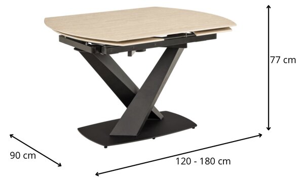Actona Rozkládací jídelní stůl Morella 120/180 cm béžový/černý