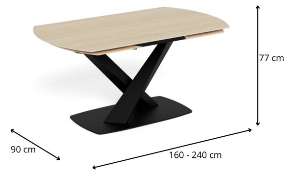 Actona Rozkládací jídelní stůl Morella 160/240 cm béžový/černý