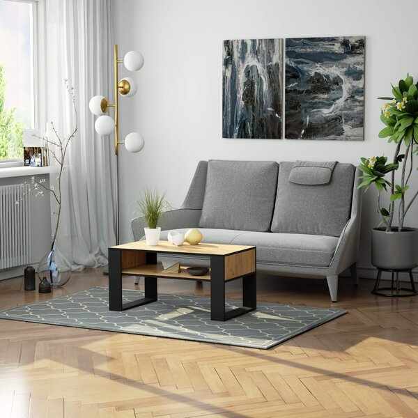 Ak furniture Konferenční stolek DOMI dub craft zlatý/černý