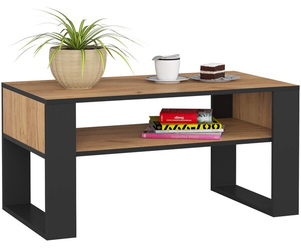 Ak furniture Konferenční stolek DOMI dub craft zlatý/černý