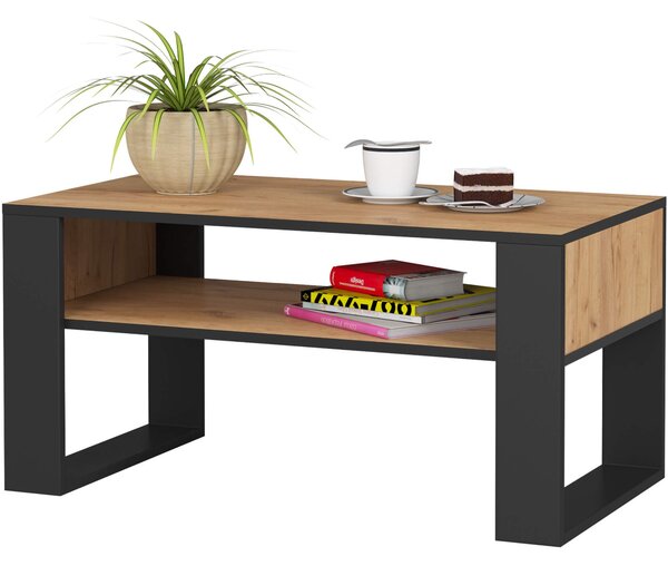 Ak furniture Konferenční stolek DOMI dub craft zlatý/černý